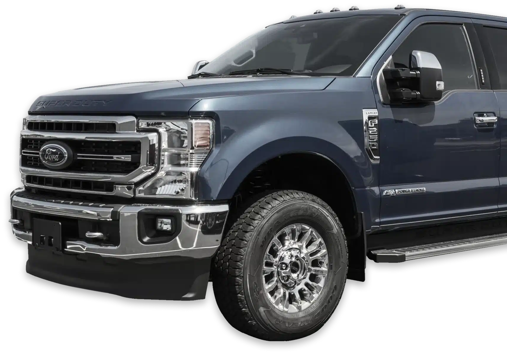 a blue truck with a black background